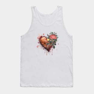 Hot Floral Heart Illustration Tank Top